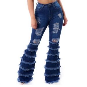 Ruffle flare jeans